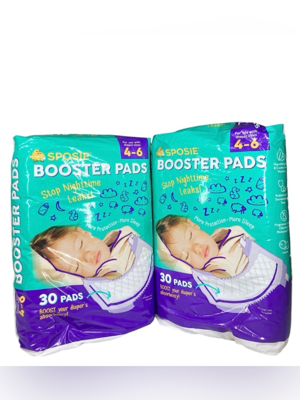 SPOSIE Booster Pads 2 Packs 30ct in Each For Diaper Sizes 4-6